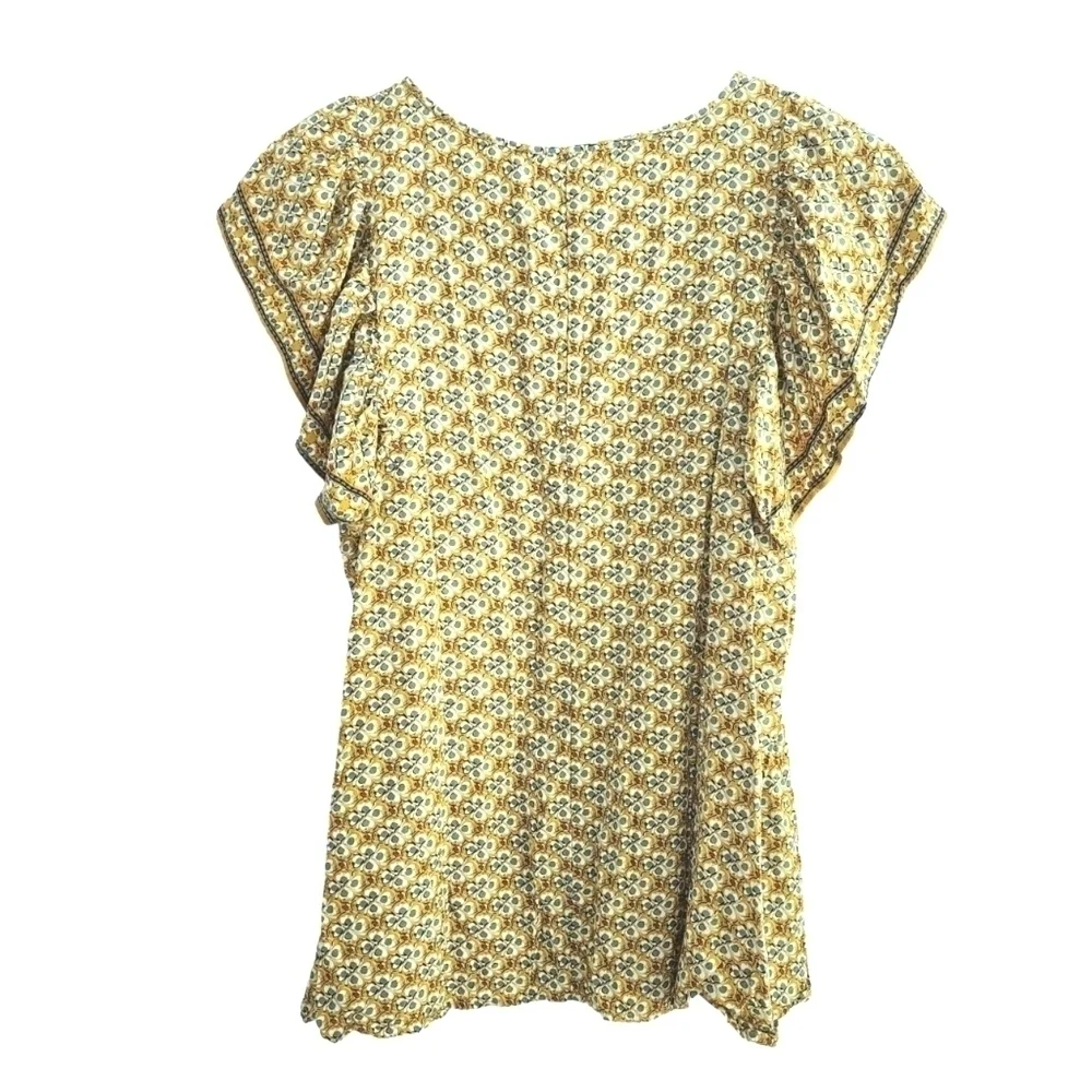 MAX Studio Gold and Blue Flutter Sleeve Top - Picture 5 of 8